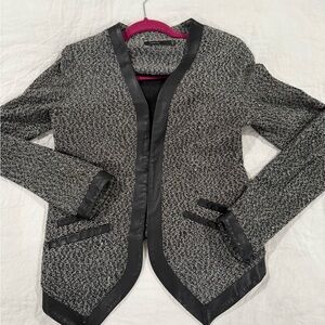 TWENTY Tweed Jacket with Leather Trim – Size Small
